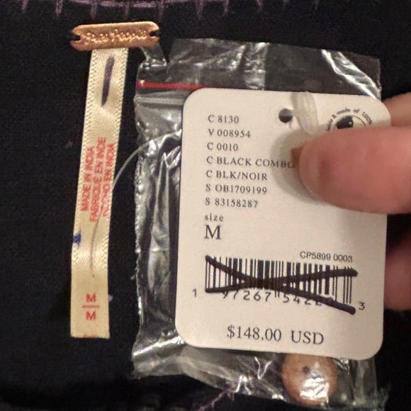 Free People Rosa Linda Embroidered Mini Dress Babydoll Black Combo NEW Medium - Picture 5 of 8